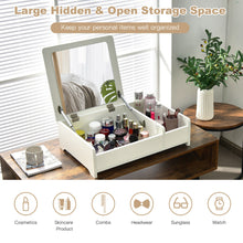 Load image into Gallery viewer, Gymax 2-in-1 Vanity Dresser w/ Flip-Top Mirror Tabletop Storage Box Makeup Laptop White