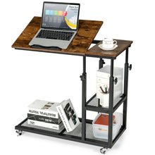 Load image into Gallery viewer, Gymax C Shaped Side Table w/ Wheels Height and Tabletop Adjustable Storage Shelf