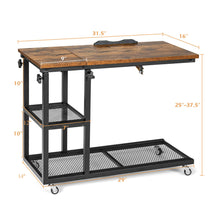 Load image into Gallery viewer, Gymax C Shaped Side Table w/ Wheels Height and Tabletop Adjustable Storage Shelf
