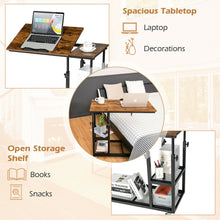 Load image into Gallery viewer, Gymax C Shaped Side Table w/ Wheels Height and Tabletop Adjustable Storage Shelf