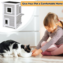 Load image into Gallery viewer, Gymax 2-Tier Wooden Cat House Outdoor Kitty Shelter w/ Escape Door Rainproof