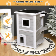 Load image into Gallery viewer, Gymax 2-Tier Wooden Cat House Outdoor Kitty Shelter w/ Escape Door Rainproof