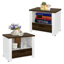 Load image into Gallery viewer, Gymax 2PCS Accent Nightstand Drawer and Open Shelf Sofa End Table Bedroom Living Room