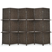Load image into Gallery viewer, Gymax 6 Panel Folding Room Divider 6Ft Weave Fiber Screen W/ 2 Display Shelves