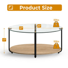 Load image into Gallery viewer, Gymax Glass-Top Coffee Table 2-Tier Modern Oval Side Sofa Table w/ Storage Shelf