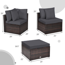 Load image into Gallery viewer, Gymax 4PCS Rattan Patio Conversation Furniture Set Yard Outdoor w/ Grey Cushion