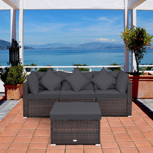 Load image into Gallery viewer, Gymax 4PCS Rattan Patio Conversation Furniture Set Yard Outdoor w/ Grey Cushion