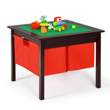 Load image into Gallery viewer, Gymax 2-in-1 Kids Double-sided Activity Building Block Table W/ Drawers Brown