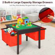Load image into Gallery viewer, Gymax 2-in-1 Kids Double-sided Activity Building Block Table W/ Drawers Brown