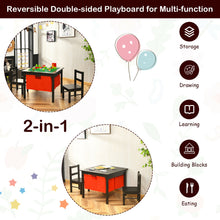 Load image into Gallery viewer, Gymax 2-in-1 Kids Double-sided Activity Building Block Table W/ Drawers Brown