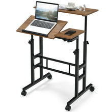 Load image into Gallery viewer, Gymax Mobile Stand up Desk Adjustable Computer Desk Tilting Workstation