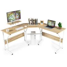 Load image into Gallery viewer, Gymax 88.5'' L Shaped Reversible Computer Desk 2 Person Long Table Monitor Stand