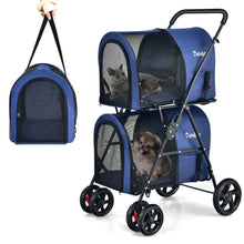 Load image into Gallery viewer, Gymax 4-in-1 Double Pet Stroller w/ Detachable Carrier Travel Carriage for Cats