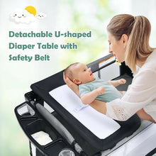 Load image into Gallery viewer, Gymax Baby Foldable 5 in 1 Nursery Center Toddler Bedside Crib W/ Music Box Black