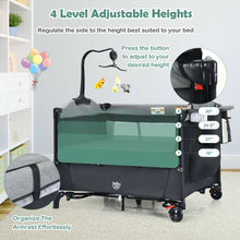 Load image into Gallery viewer, Gymax Baby Foldable 5 in 1 Nursery Center Toddler Bedside Crib W/ Music Box Black