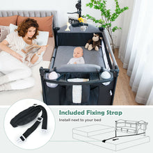 Load image into Gallery viewer, Gymax Baby Foldable 5 in 1 Nursery Center Toddler Bedside Crib W/ Music Box Black