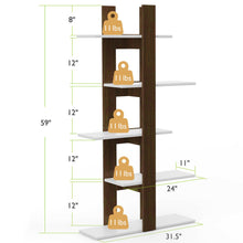 Load image into Gallery viewer, Gymax 5-Tier Bookshelf Freestanding Storage Shelf Tree Bookshelf Room Divider