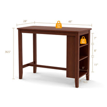 Load image into Gallery viewer, Gymax Counter Height Pub Table Bar Table w/ Rubber Wood Legs & Storage Shelves