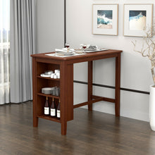 Load image into Gallery viewer, Gymax Counter Height Pub Table Bar Table w/ Rubber Wood Legs & Storage Shelves