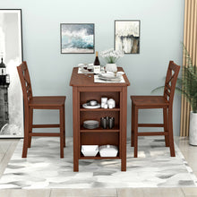 Load image into Gallery viewer, Gymax Counter Height Pub Table Bar Table w/ Rubber Wood Legs & Storage Shelves