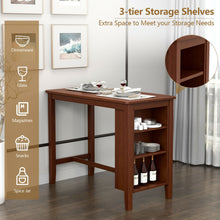 Load image into Gallery viewer, Gymax Counter Height Pub Table Bar Table w/ Rubber Wood Legs & Storage Shelves