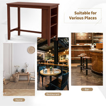 Load image into Gallery viewer, Gymax Counter Height Pub Table Bar Table w/ Rubber Wood Legs & Storage Shelves