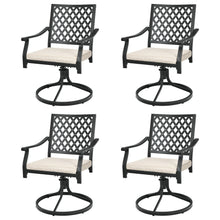 Load image into Gallery viewer, Gymax 4PCS Patio Swivel Dining Chairs Lattice Rocker Cushioned Armrest