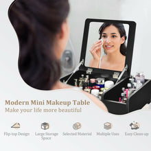 Load image into Gallery viewer, Gymax 2-in-1 Vanity Dresser w/ Flip-Top Mirror Tabletop Storage Box Makeup Laptop Black