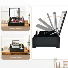 Load image into Gallery viewer, Gymax 2-in-1 Vanity Dresser w/ Flip-Top Mirror Tabletop Storage Box Makeup Laptop Black