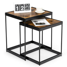 Load image into Gallery viewer, Gymax Coffee Tables Nesting Side Set of 2 for Living Room Modern W/ Sturdy Steel Frame