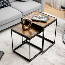 Load image into Gallery viewer, Gymax Coffee Tables Nesting Side Set of 2 for Living Room Modern W/ Sturdy Steel Frame