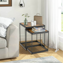 Load image into Gallery viewer, Gymax Coffee Tables Nesting Side Set of 2 for Living Room Modern W/ Sturdy Steel Frame