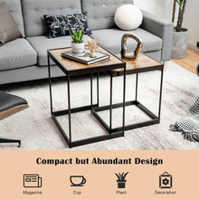 Load image into Gallery viewer, Gymax Coffee Tables Nesting Side Set of 2 for Living Room Modern W/ Sturdy Steel Frame