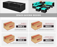 Load image into Gallery viewer, Gymax 8PCS Rattan Patio Sectional Furniture Set w/ Waterproof Cover & Turquoise Cushions
