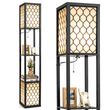 Load image into Gallery viewer, Gymax Modern Shelf Floor Lamp Freestanding Double Lamp Pull Chain & Foot Switch