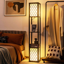 Load image into Gallery viewer, Gymax Modern Shelf Floor Lamp Freestanding Double Lamp Pull Chain & Foot Switch