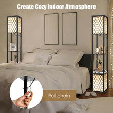 Load image into Gallery viewer, Gymax Modern Shelf Floor Lamp Freestanding Double Lamp Pull Chain & Foot Switch