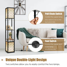 Load image into Gallery viewer, Gymax Modern Shelf Floor Lamp Freestanding Double Lamp Pull Chain & Foot Switch