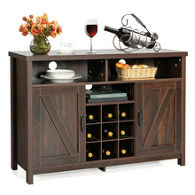 Load image into Gallery viewer, Gymax Buffet Storage Cabinet Farmhouse Sideboard w/9-Bottle Wine Rack & 2 Doors