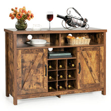 Load image into Gallery viewer, Gymax Buffet Storage Cabinet Farmhouse Sideboard w/9-Bottle Wine Rack & 2 Doors