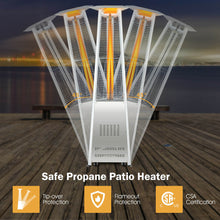 Load image into Gallery viewer, Gymax 42,000 BTU Stainless Steel Pyramid Patio Heater Glass Tube Flame W/ Wheels