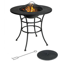 Load image into Gallery viewer, Gymax 31.5'' Patio Fire Pit Dining Table Charcoal Wood Burning W/ Cooking BBQ Grate
