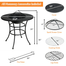 Load image into Gallery viewer, Gymax 31.5'' Patio Fire Pit Dining Table Charcoal Wood Burning W/ Cooking BBQ Grate