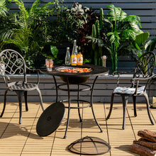 Load image into Gallery viewer, Gymax 31.5'' Patio Fire Pit Dining Table Charcoal Wood Burning W/ Cooking BBQ Grate