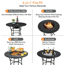 Load image into Gallery viewer, Gymax 31.5'' Patio Fire Pit Dining Table Charcoal Wood Burning W/ Cooking BBQ Grate