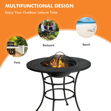 Load image into Gallery viewer, Gymax 31.5'' Patio Fire Pit Dining Table Charcoal Wood Burning W/ Cooking BBQ Grate