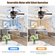 Load image into Gallery viewer, Gymax 50'' Ceiling Fan with Lights Reversible Blades w/ Pull Chain Control Living Room
