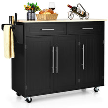 Load image into Gallery viewer, Gymax Kitchen Island Trolley Cart Wood Top Rolling Storage Cabinet w/Knife Block Black