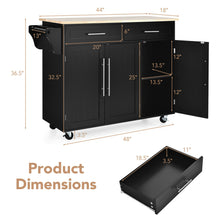 Load image into Gallery viewer, Gymax Kitchen Island Trolley Cart Wood Top Rolling Storage Cabinet w/Knife Block Black