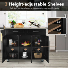 Load image into Gallery viewer, Gymax Kitchen Island Trolley Cart Wood Top Rolling Storage Cabinet w/Knife Block Black